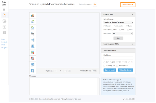 screenshot of Dynamic Web TWAIN